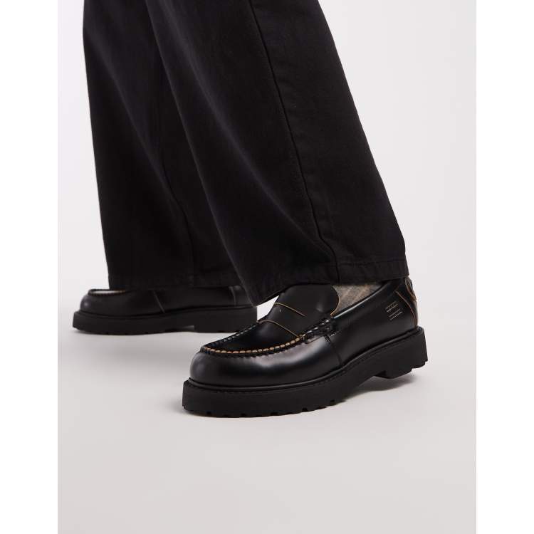 Tommy Jeans archive real premium leather loafers in black | ASOS