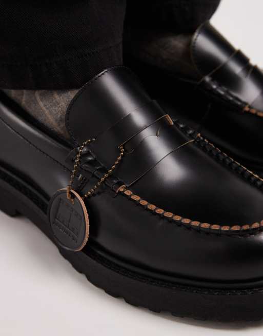 Tommy Jeans archive real premium leather loafers in black, 2 of 4
