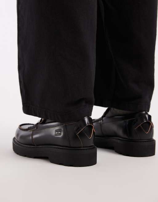 Tommy Jeans archive real premium leather loafers in black, 3 of 4
