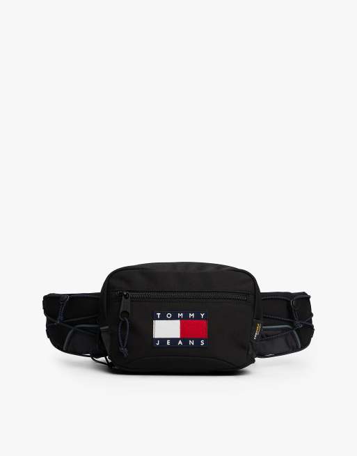 Tommy Jeans - Archive - Sac banane en velours côtelé avec cordon de serrage - Noir