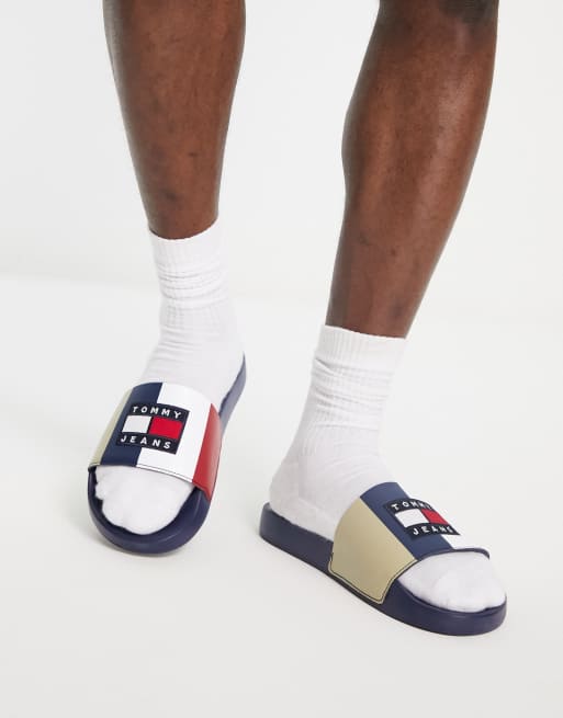 Tommy Jeans – Archive – Slider mit Farbblock-Design in Navy