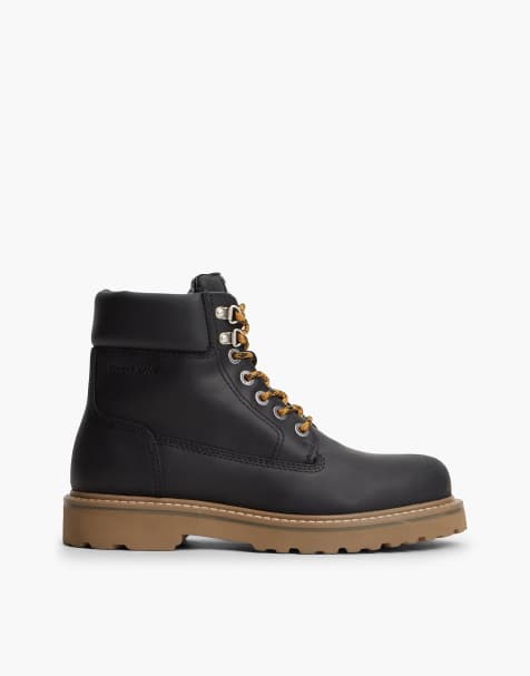 Tommy Jeans Archive waterproof leather cleat boots in black - view 1