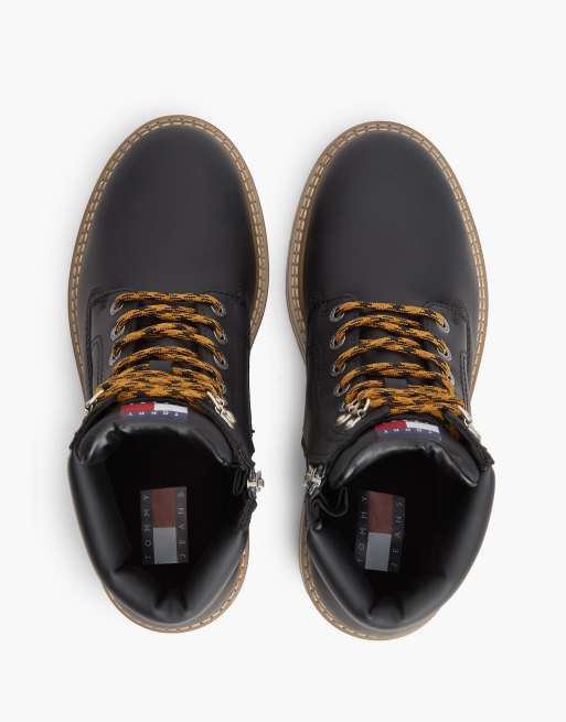 Tommy Jeans Archive waterproof leather cleat boots in black, 3 of 7