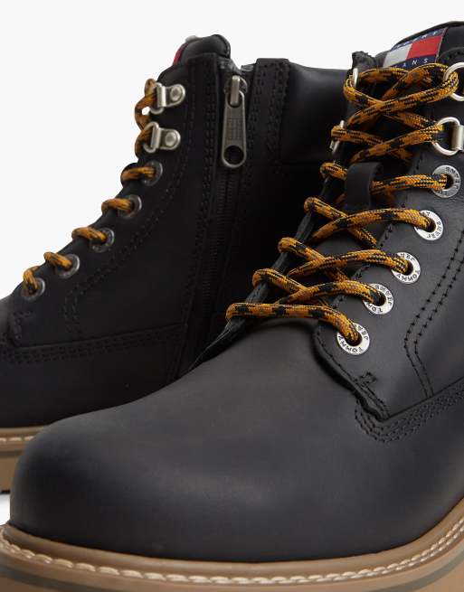 Tommy Jeans Archive waterproof leather cleat boots in black, 6 of 7