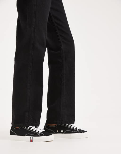 Tommy Jeans archive y2k canvas sneakers in black, 5 of 5