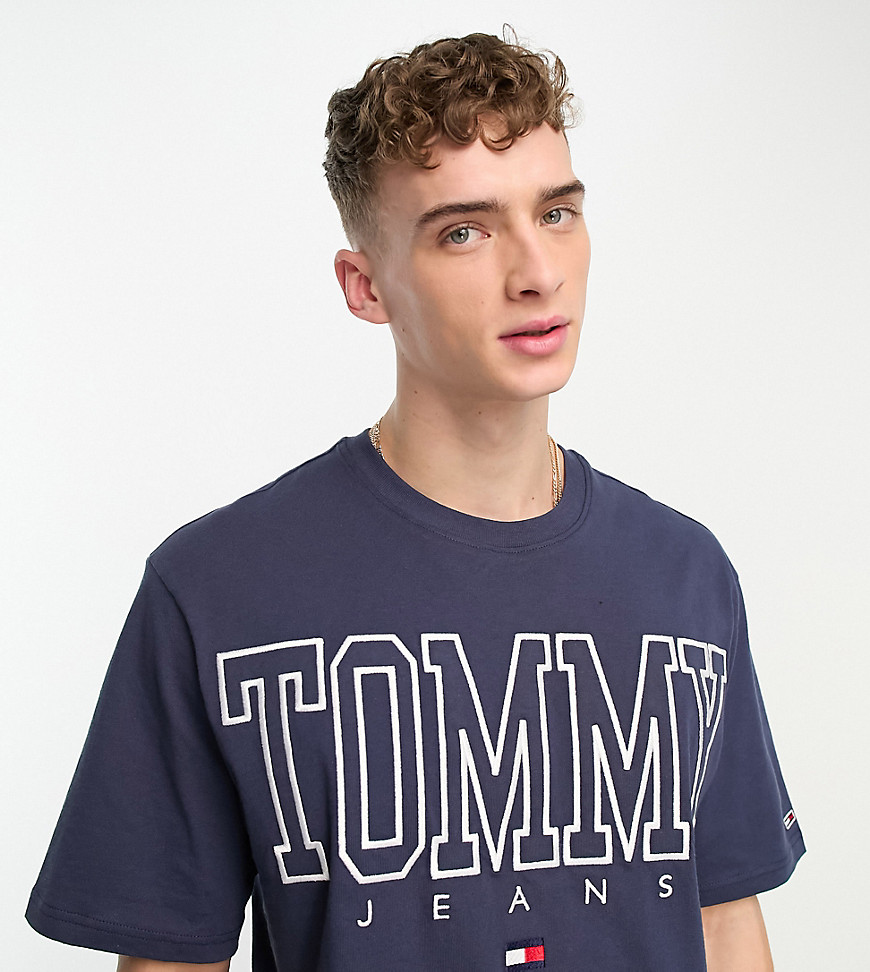 Tommy Jeans ASOS exclusive cotton heritage capsule logo front t-shirt skate fit in navy
