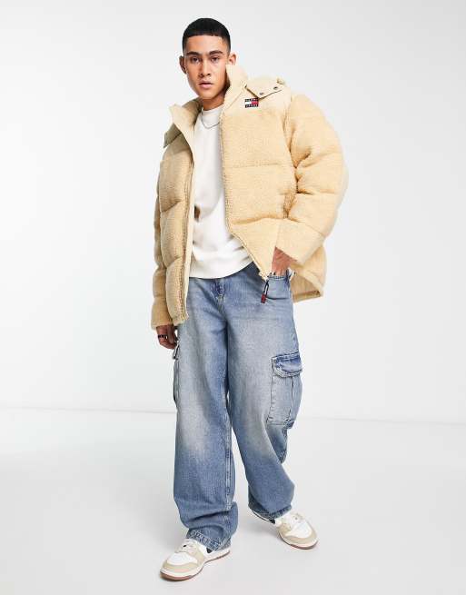 Tommy Jeans ASOS exclusive heritage capsule alaska oversized sherpa mix puffer in beige