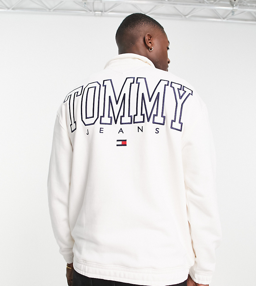 Tommy Jeans ASOS exclusive heritage capsule back logo half zip sweatshirt relaxed fit in off white