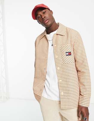 ASOS Exclusive Heritage Capsule - Giacca beige a quadri con logo sul retro-Neutro - Tommy Jeans Camicia donna  - immagine1