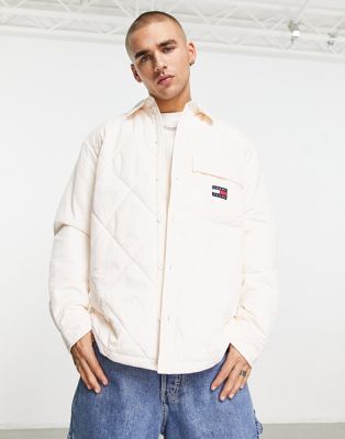 Tommy Jeans exclusive heritage capsule quilted overshirt in off white - Click1Get2 Cyber Monday