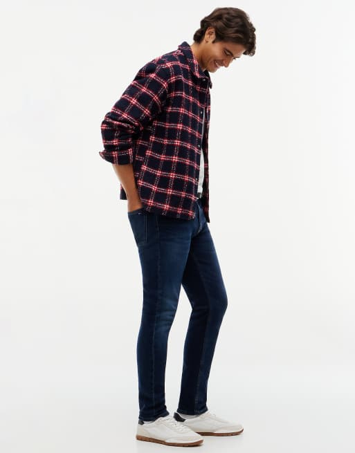 Tommy Jeans Austin jean slim fuselé avec broderie drapeau en denim bleu noir, 3 de 7