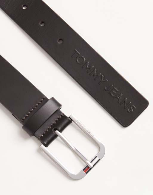 Tommy Jeans - Austin - Leren riem met gesp met logo in donkerbruin, 2 van 3
