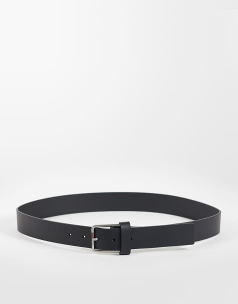 Tommy Jeans Austin premium leather 3.5cm belt in black - view 1