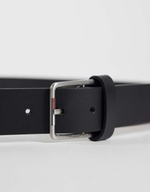 Tommy Jeans Austin premium leather 3.5cm belt in black, 2 of 3