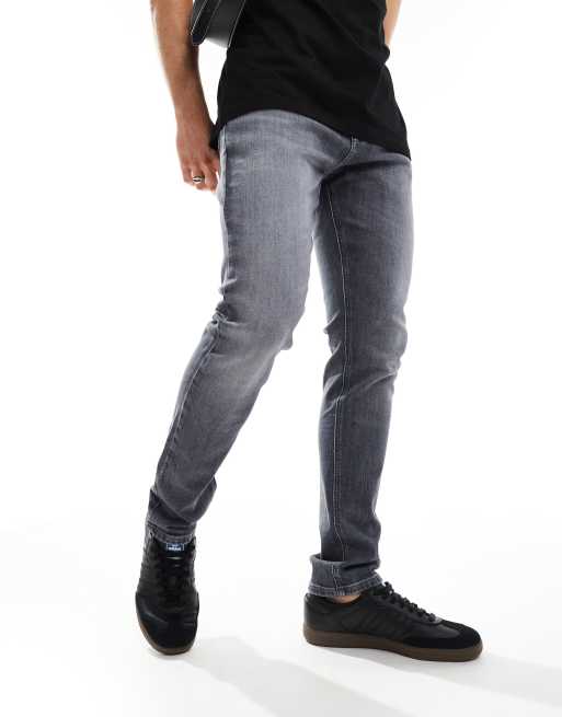 Tommy Jeans – Austin – Schmal zulaufende Jeans in Dunkelgrau mit Fade-Effekt