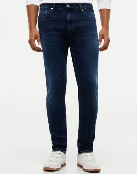 Tommy Jeans Austin slim tapered flag embroidery jeans in denim blue black - view 1