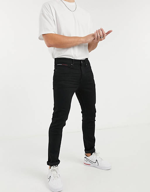 Tommy Jeans austin svarta tighta jeans med avsmalnande passform i ben