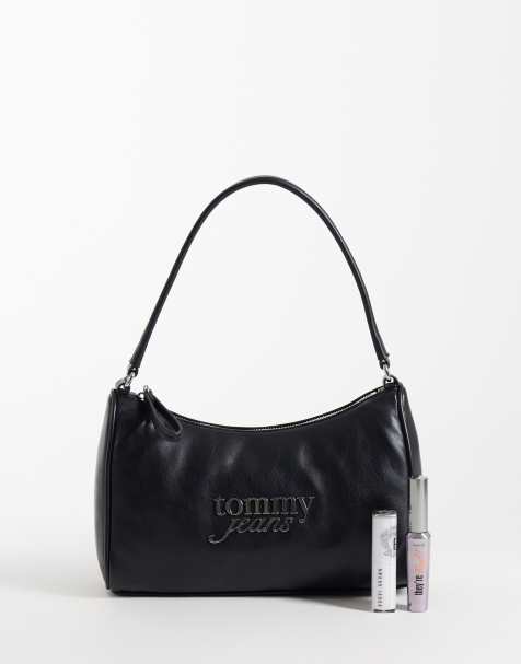 Tommy Jeans axelväska med bold script-logga i svart - view 1