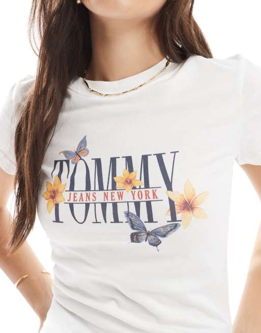 Tommy Jeans - Baby T-shirt met grafische print in wit, 2 van 4