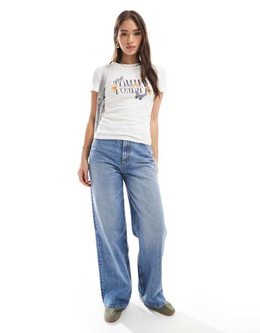 Tommy Jeans - Baby T-shirt met grafische print in wit, 3 van 4