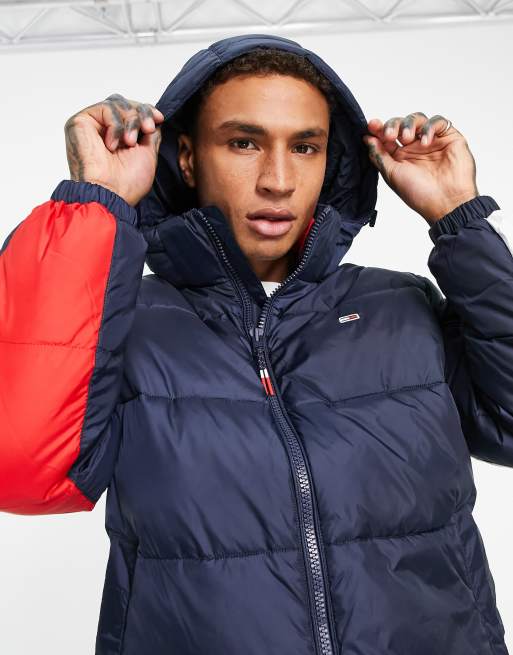 Tommy hilfiger sport flag hooded sale puffer jacket