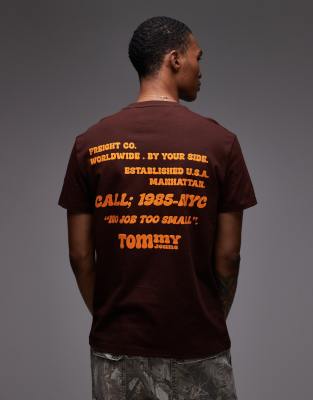 Tommy Jeans Back Graphic Pocket T-shirt In Brown
