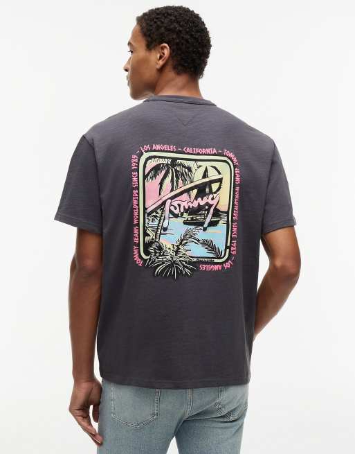 Tommy Jeans Back graphic textured relaxed t-shirt in dark grey, 4 of 6