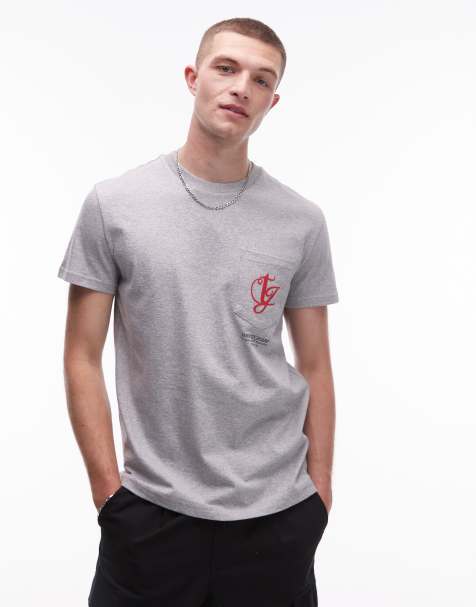 Tommy Jeans Back logo patch pocket t-shirt in light grey