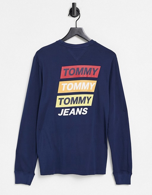Tommy Jeans back mountain print long sleeve top in navy