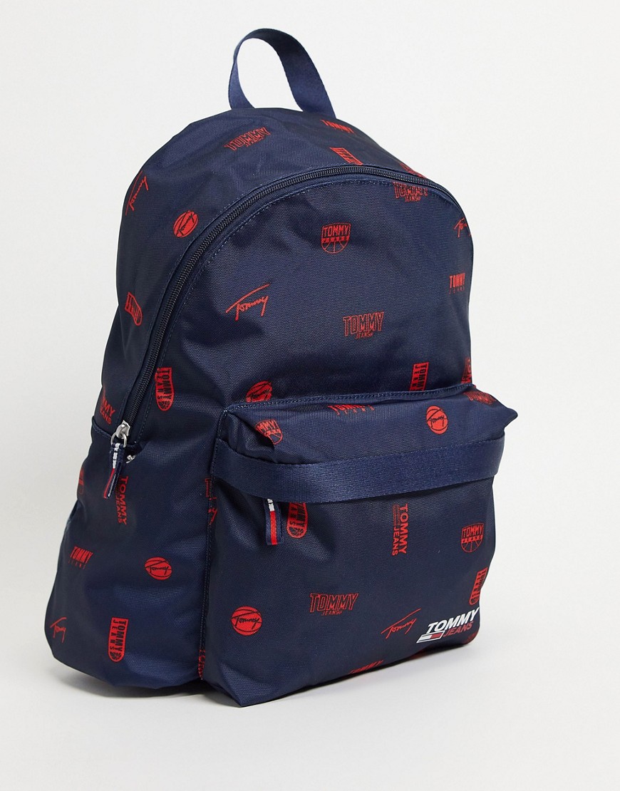 Tommy Jeans backpack with all over logo in navy