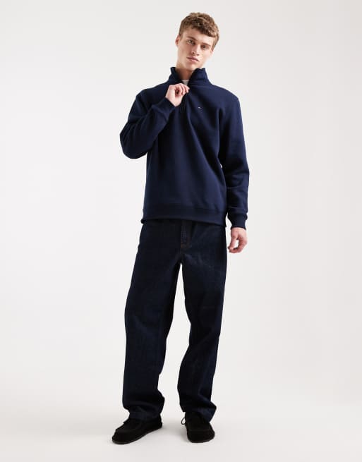 Tommy Jeans badge 1/4 zip fleece sweatshirt in navy, 2 of 5