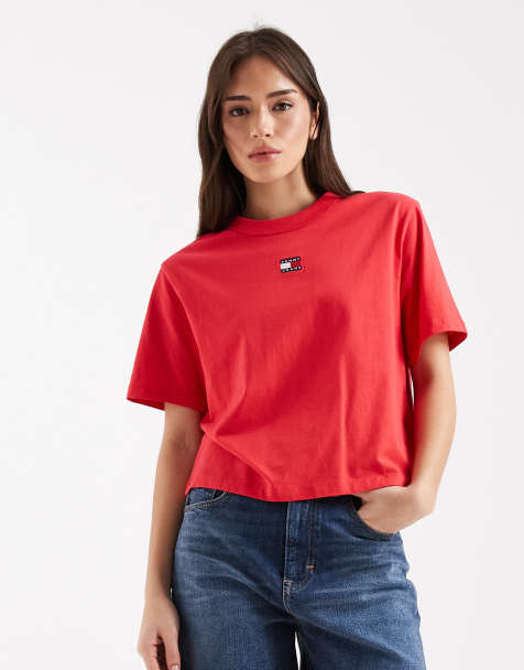 Tommy Jeans badge boxy fit t-shirt in red