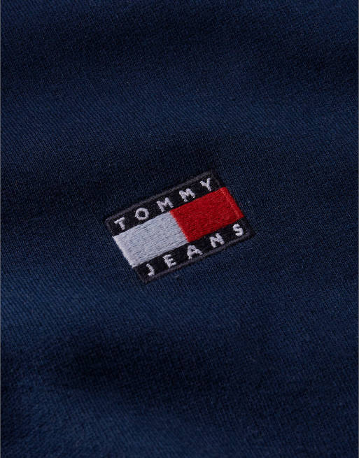 Tommy Jeans Badge-Fleece-Kapuzenpullover mit Kordelzug in Dunkelblau, 6 von 6