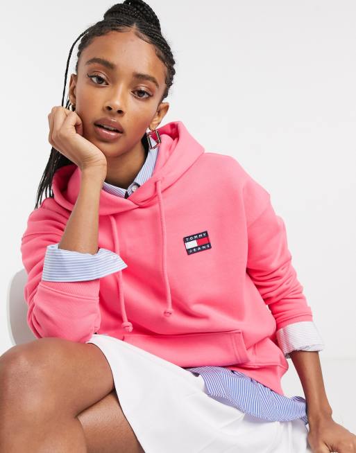 Pink tommy deals hoodie