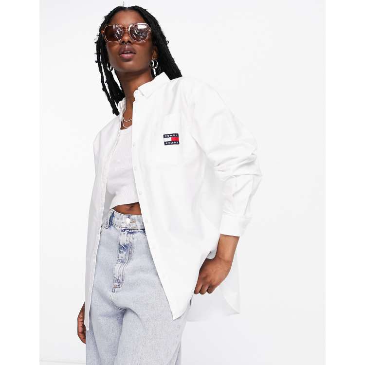 Tommy Jeans badge | white ASOS logo shirt boyfriend in