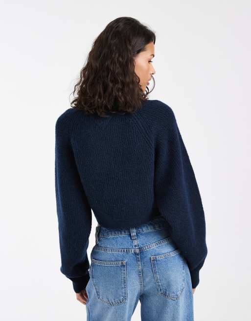 Tommy Jeans badge logo cropped sweater in navy, 4 of 4