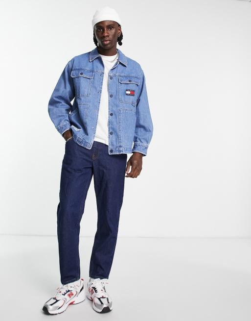 Tommy jeans best sale denim jacket logo