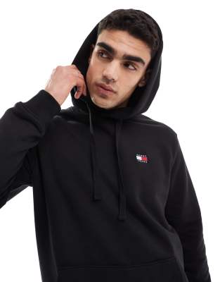 badge logo hoodie in black