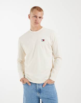Tommy Jeans Badge Logo Long Sleeve T-shirt In Neutral