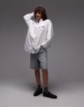 [Tommy Jeans] Tommy Jeans badge logo oxford shirt in ecru-White S Ecru