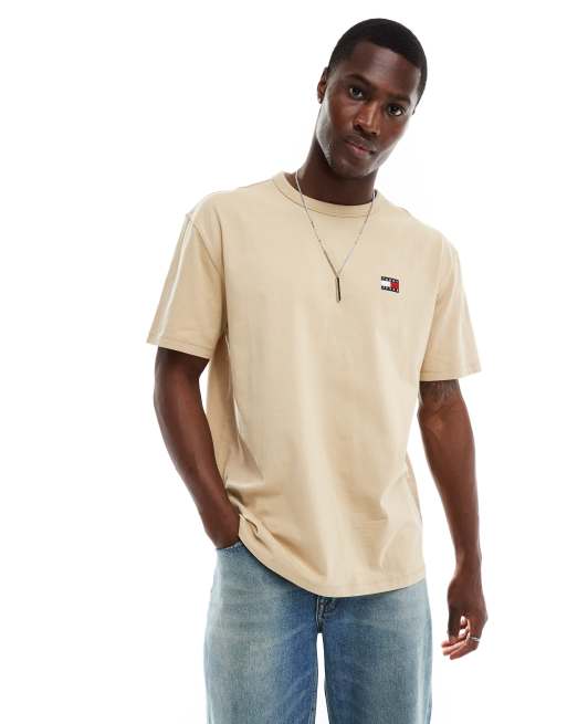 Tommy Jeans badge logo t-shirt in beige