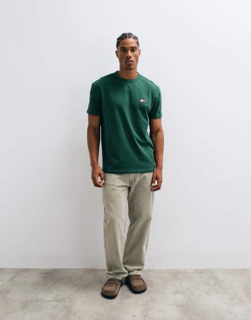 Tommy Jeans badge logo T-shirt in dark green, 3 of 5