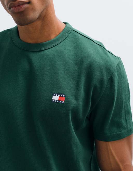 Tommy Jeans badge logo T-shirt in dark green, 5 of 5