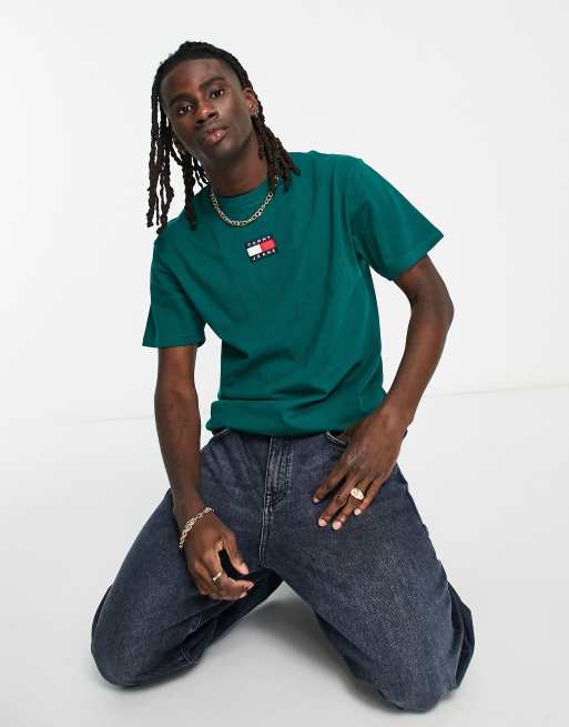 Tommy Jeans badge logo t-shirt in green | ASOS