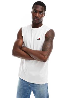 badge logo tank top in white