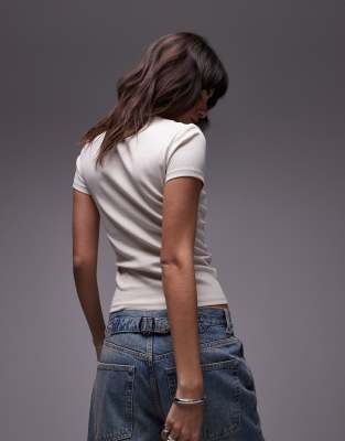 Tommy Jeans Badge Ribbed T-shirt In White