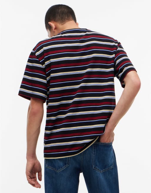 Tommy Jeans Badge stripe oversized jersey t-shirt in black stripe, 4 of 6