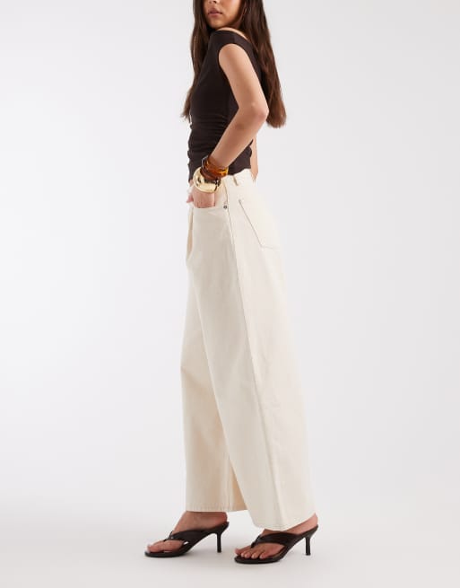 Tommy Jeans - Baggy geplooide jeans met halfhoge taille in crème, 3 van 5