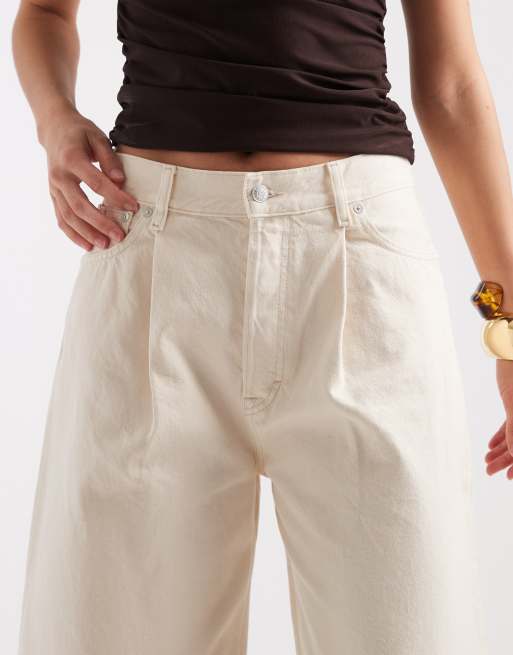 Tommy Jeans - Baggy geplooide jeans met halfhoge taille in crème, 5 van 5