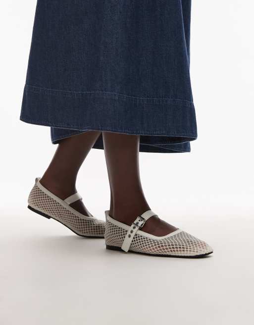 Tommy Jeans - Ballerina's van mesh in wit